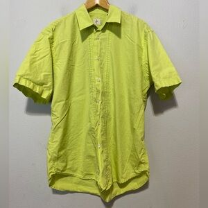 AGE Made in Italy Men’s X- Large  Short Sleeve Button Up Lime Green